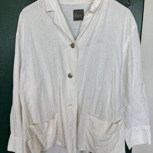 Mouche Vintage White Linen Swing Jacket